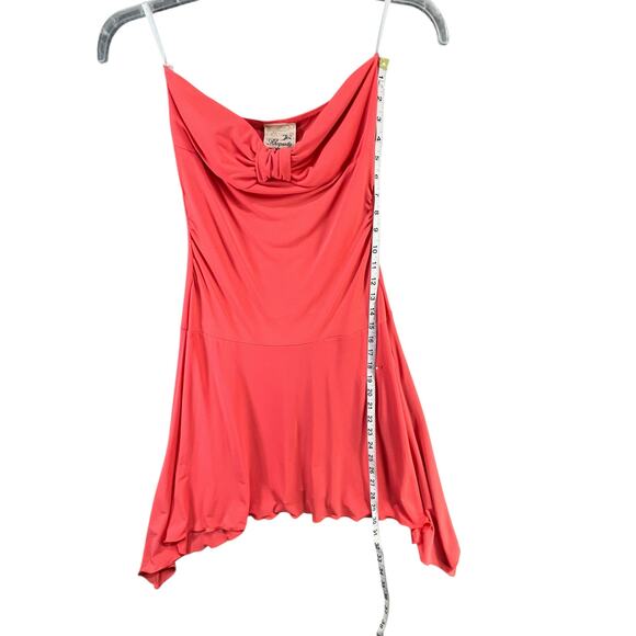Rhapsody Y2K Strapless Dress Womens M Orange Bandeau Stretch Shark Bite Coquette - Picture 10 of 15